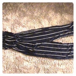 navy white strip tube top romper